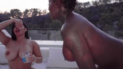 'Hardcore threesome with a nice black cock at dusk by the pool' screenshot nº 30