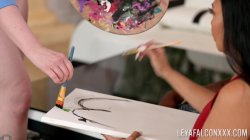 'Leya Falcon In 3 Way Painting With Boob Ross' screenshot nº 11