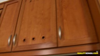 Platinum Haired Chick Sucks His Big Cock and Takes it from Behind