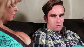 Blonde Busty Babe Alyssa Lynn Rides the Hard Cock of Stud Logan Pierce on the Couch