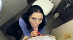 'Kira Queen Sucks Her New Friend's Cock In The Restroom!' screenshot nº 37