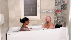 'Italian big boobs toast in the bath with DP and cum' screenshot nº 3
