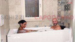 'Italian big boobs toast in the bath with DP and cum' screenshot nº 4
