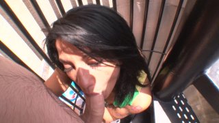 Latina Gives a Stud a Sloppy Blowjob