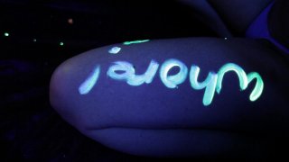 Abella Danger, Dana DeArmond, Karlee Grey and Jada Stevens Have a Kinky All Girl Party in the Dark, Decorating Each Other's Bodies with Luminescent Paint Screenshot