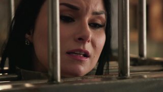 Black Haired Bound and Caged Beauty Veruca James Sucks Tommy Pistol's Big Cock and Gets Fucked Screenshot