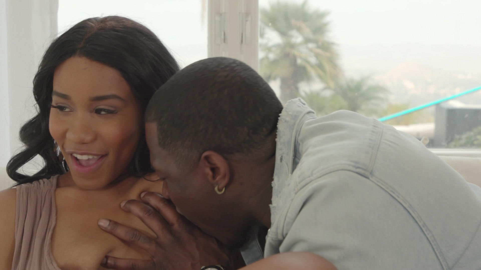 Lovely Ebony Babe Jenna Foxx Enjoys Passionate Sex with a Hung Black Stud.