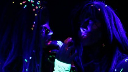 Sexy Babes Enjoy Black Light Fun and Glow in the Dark Dildos