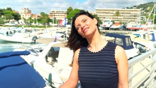 Busty Brunette Jade Fucks a Stud Poolside
