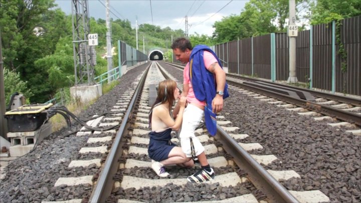 Sensual Fuck On the Rail Road Tracks For Horny Teen Couple Image