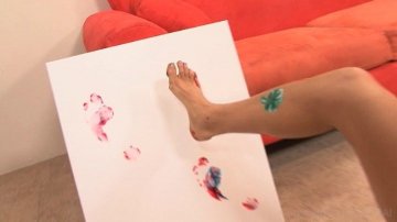 Blonde Paints with Her Feet Then Gets Fucked