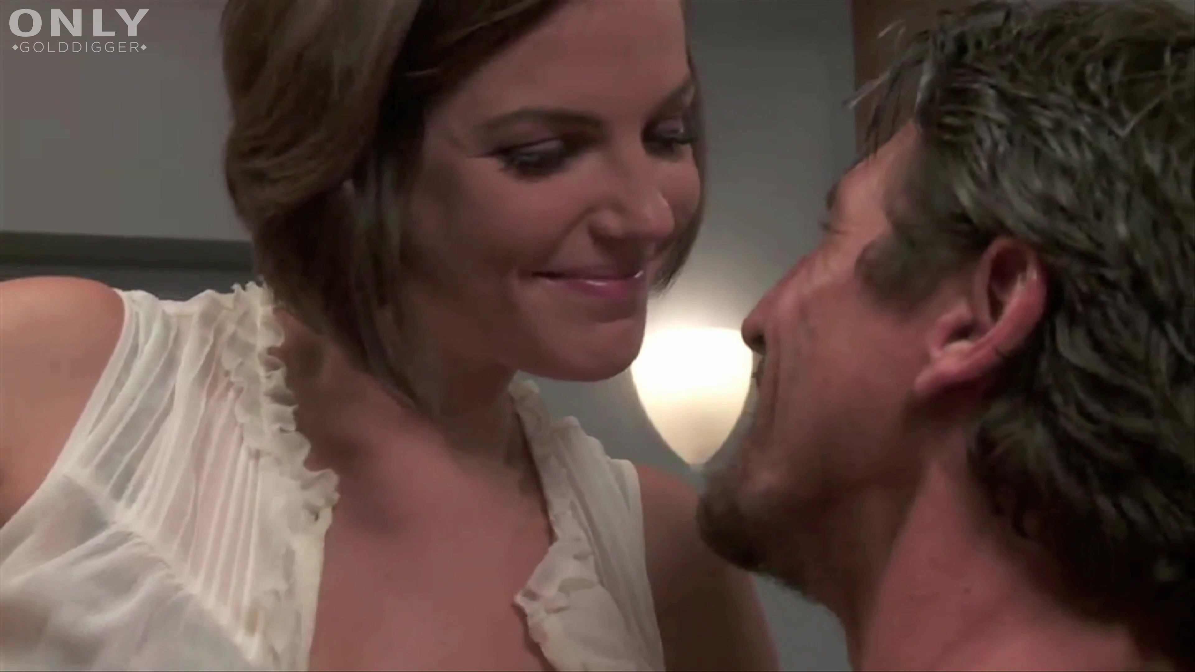 Horny Brunette in Lingerie Gets Fucked By Her Boss and Eats His Cum