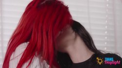 'Taylor Nicole's tongue explores Cailey Katts' wet pussy before intense fucking ends in a creampie' screenshot nº 12