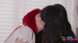 'Taylor Nicole's tongue explores Cailey Katts' wet pussy before intense fucking ends in a creampie' screenshot nº 13