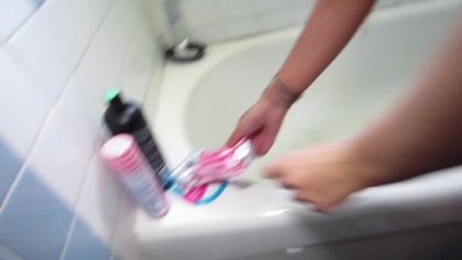 Hot Blonde and Sexy Busty Brunette Shave Their Pussies and Fuck Hard Cock