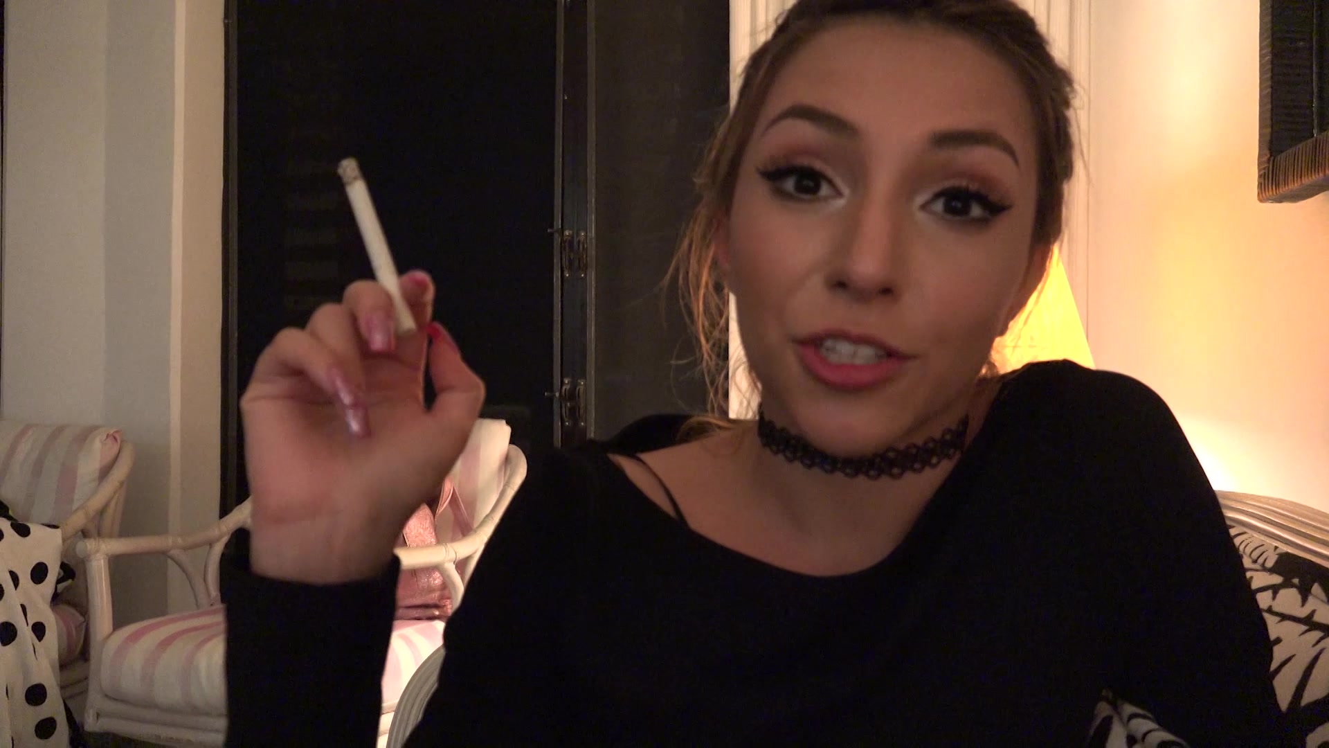 Adorable Brunette Hime Marie Smokes and Sucks His Dick from GFE POV:  Girlfriend Experience 2