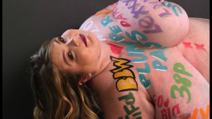 Sexy BBW Covered in Body Paint Sucks and Fucks His Big Cock Image